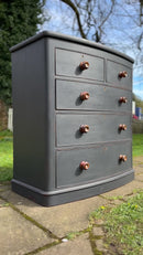 Antique Victorian Black Painted Chest of Drawers With Ornate Turned Handles