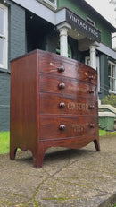 Victorian Antique Mahogany 2 Over 3 Bedroom Chest Of Drawers With Later Lettering