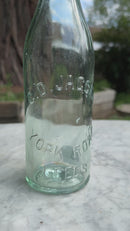 C.D. Jagger, York Road, Leeds Antique Aqua Blue Glass Bottle - Vintage Glass Bottle