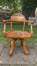Antique Walnut Swivel Office / Desk Study Chair