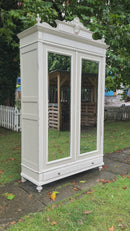 Regal Post-War French Painted Armoire Linen Cupboard