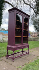 Antique Glazed Bookcase Painted In Elderberry Colour