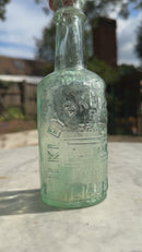 Ilkley Brewery Antique Aqua Blue Glass Bottle - Vintage Glass Bottle