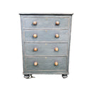 Black Painted Tall Victorian Chest of Drawers With Turned Antique Handles
