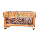 Vintage Carved Asian Camphor Wood Storage Trunk Ottoman Blanket Chest
