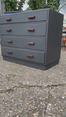Mid Century Black Painted Ebonised Four Draw Chest of Drawers