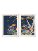 Quality Glass Fronted Framed Print, Blue Blossom Trees Set of 2 Framed Wall Art PictureVintage Frog T/AFramed Print