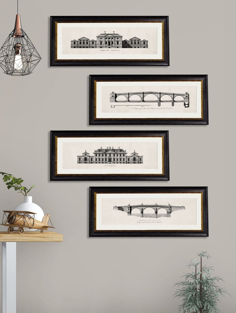 Quality Glass Fronted Framed Print, c.1737 Architectural Elevations of Stately Homes Framed Wall Art PictureVintage Frog T/AFramed Print