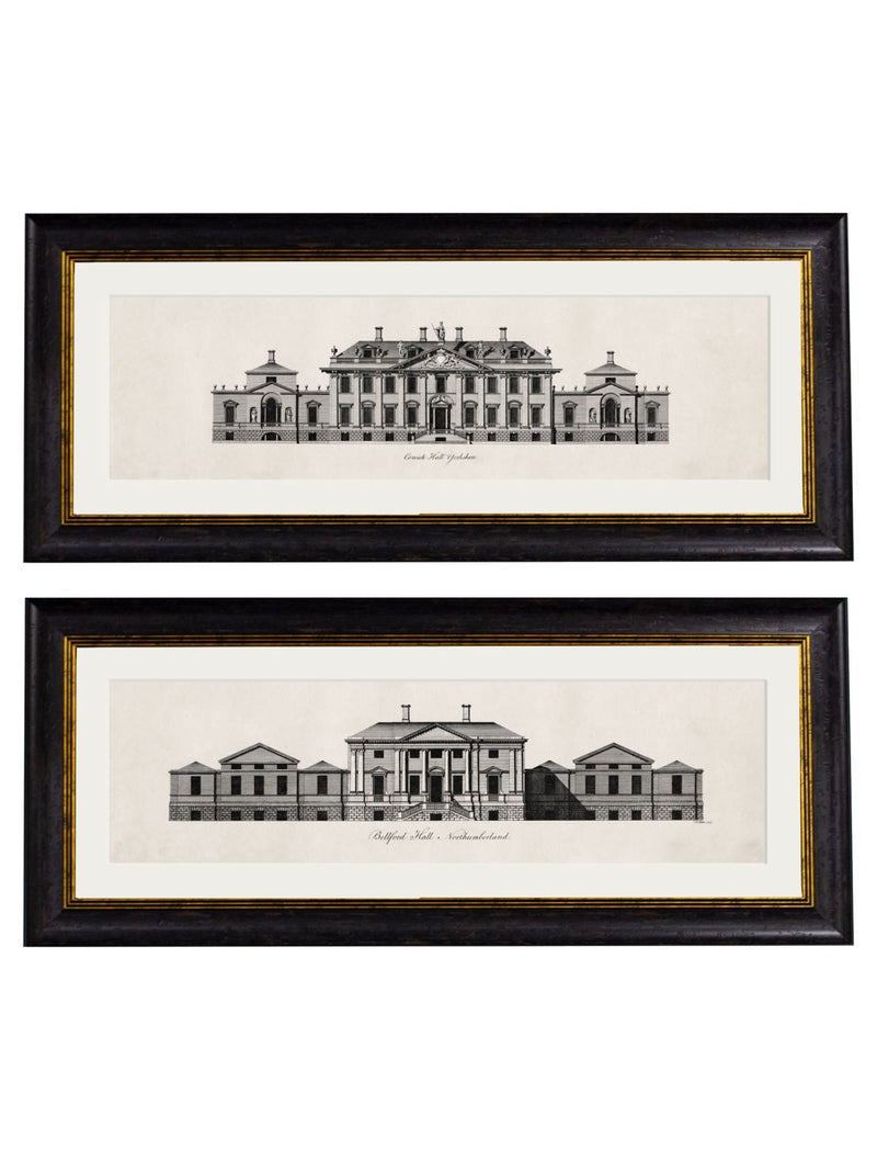 Quality Glass Fronted Framed Print, c.1737 Architectural Elevations of Stately Homes Framed Wall Art PictureVintage Frog T/AFramed Print