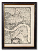 Quality Glass Fronted Framed Print, c.1746 London Triptych Map Framed Wall Art PictureVintage Frog T/AFramed Print