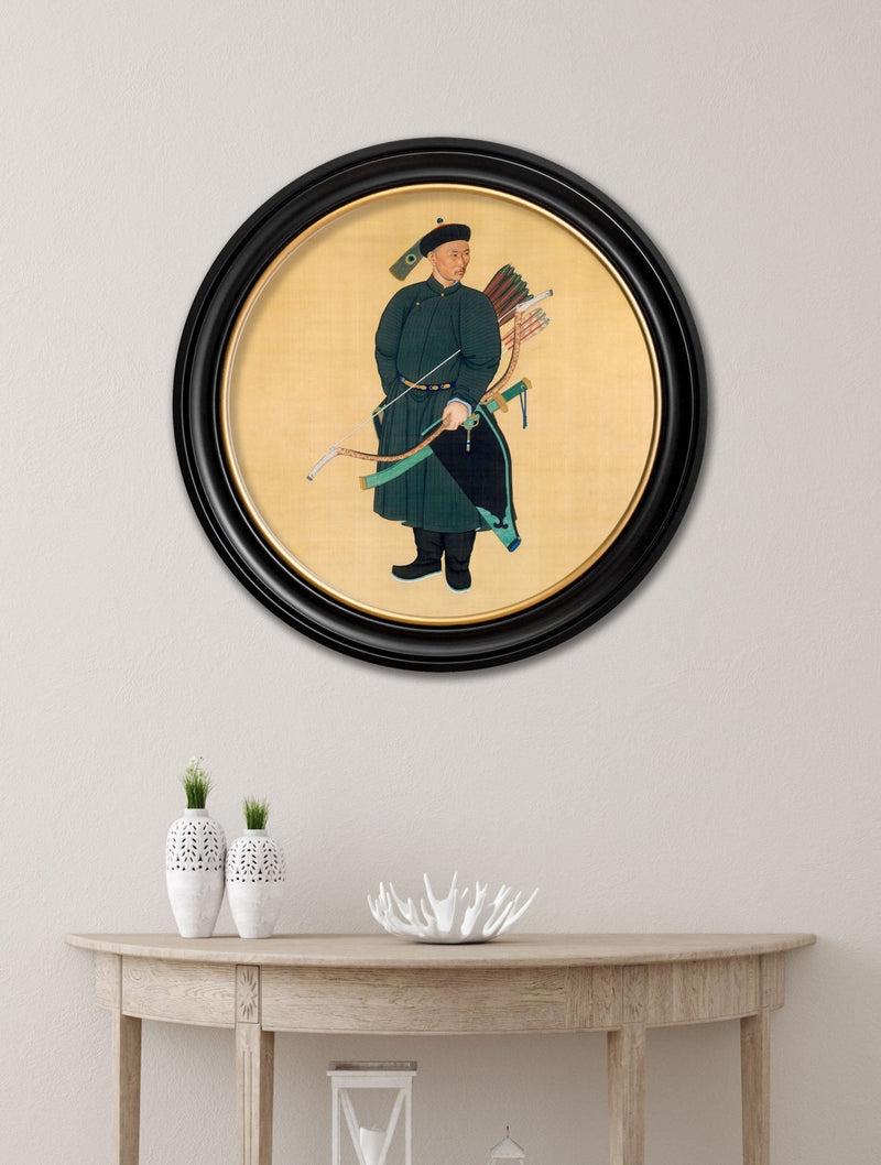 Quality Glass Fronted Framed Print, c.1760 Portrait of the Imperial Bodyguard - Round Framed Wall Art PictureVintage Frog T/AFramed Print