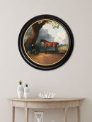 Quality Glass Fronted Framed Print, c.1763 George Stubb's Horse and Groom - Round Frame Framed Wall Art PictureVintage Frog T/AFramed Print