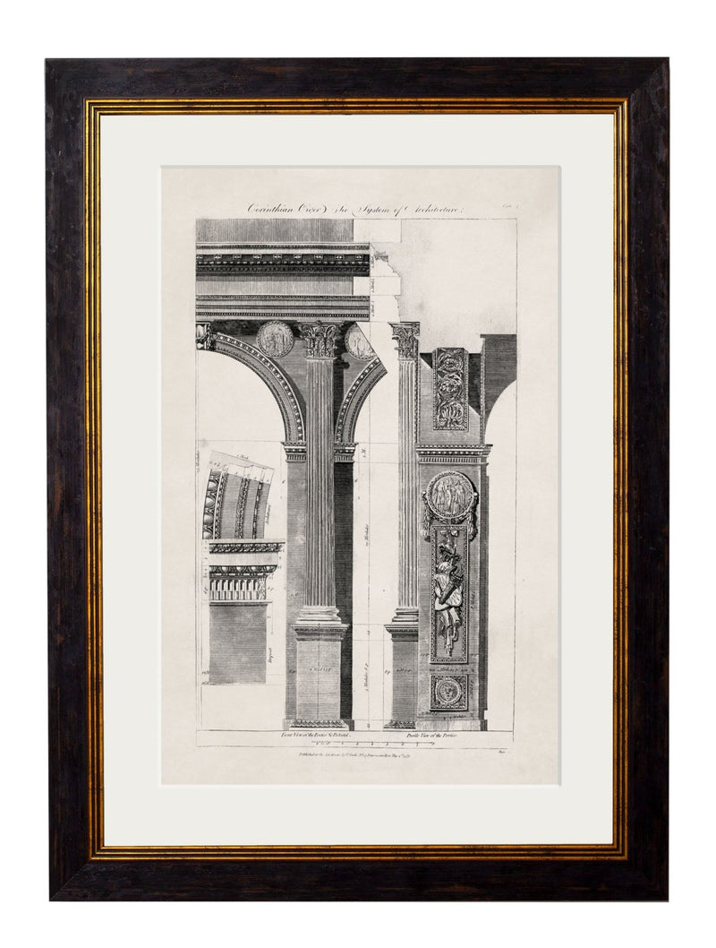 Quality Glass Fronted Framed Print, c.1796 Architectural Studies of Arches Framed Wall Art PictureVintage Frog T/AFramed Print