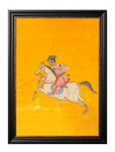 Quality Glass Fronted Framed Print, c.17th Century Indian Polo Players Triptych Framed Wall Art PictureVintage Frog T/AFramed Print