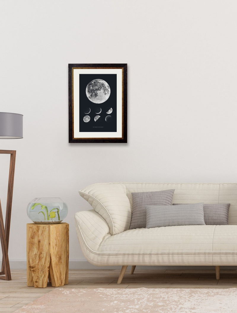 Quality Glass Fronted Framed Print, c.1800 Phases of the Moon Framed Wall Art PictureVintage Frog T/AFramed Print