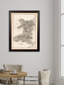 Quality Glass Fronted Framed Print, c.1809 Map of Wales Framed Wall Art PictureVintage Frog T/AFramed Print