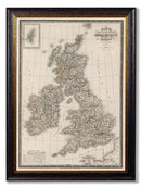 Quality Glass Fronted Framed Print, c.1838 Map of The British Isles Framed Wall Art PictureVintage Frog T/AFramed Print