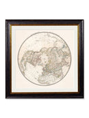 Quality Glass Fronted Framed Print, c.1838 World Map Hemispheres Framed Wall Art PictureVintage Frog T/AFramed Print