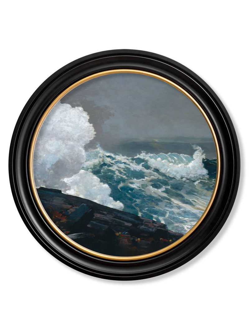 Quality Glass Fronted Framed Print, c.1895 Northeaster - Round Frame Framed Wall Art PictureVintage Frog T/AFramed Print