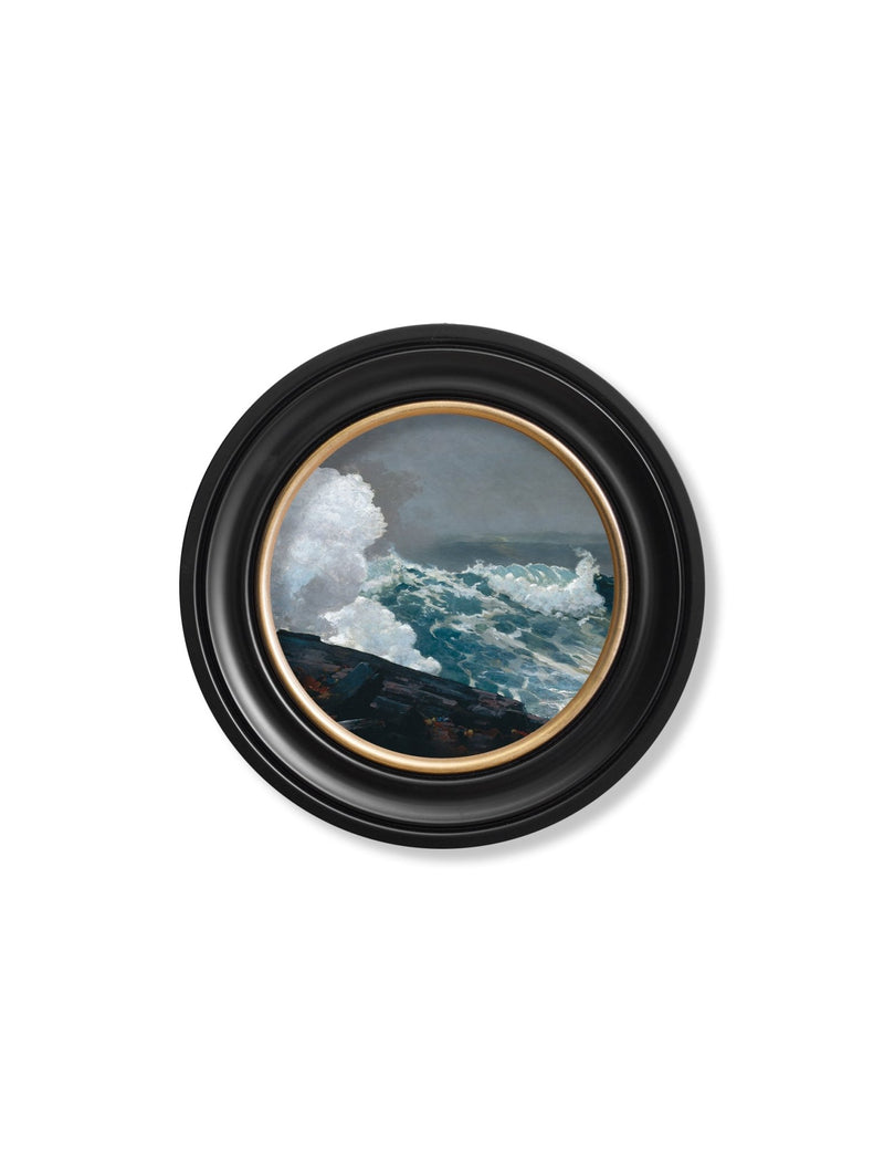 Quality Glass Fronted Framed Print, c.1895 Northeaster - Round Frame Framed Wall Art PictureVintage Frog T/AFramed Print