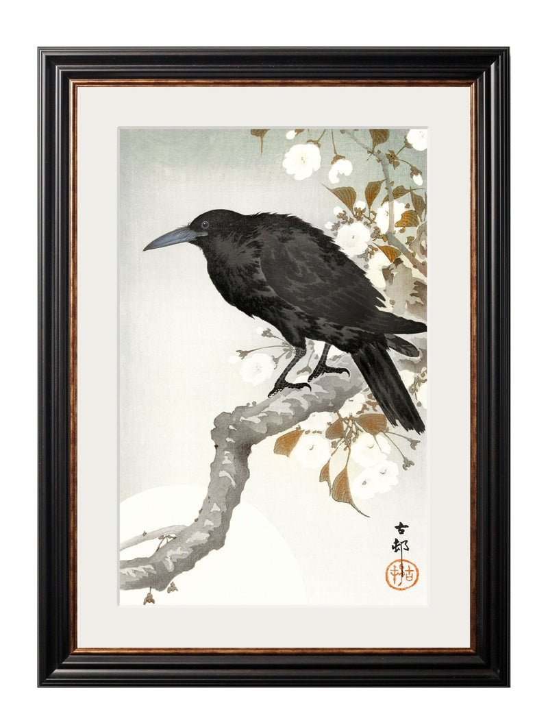 Quality Glass Fronted Framed Print, c.1910 Crows - Ohara Koson Framed Wall Art PictureVintage Frog T/AFramed Print