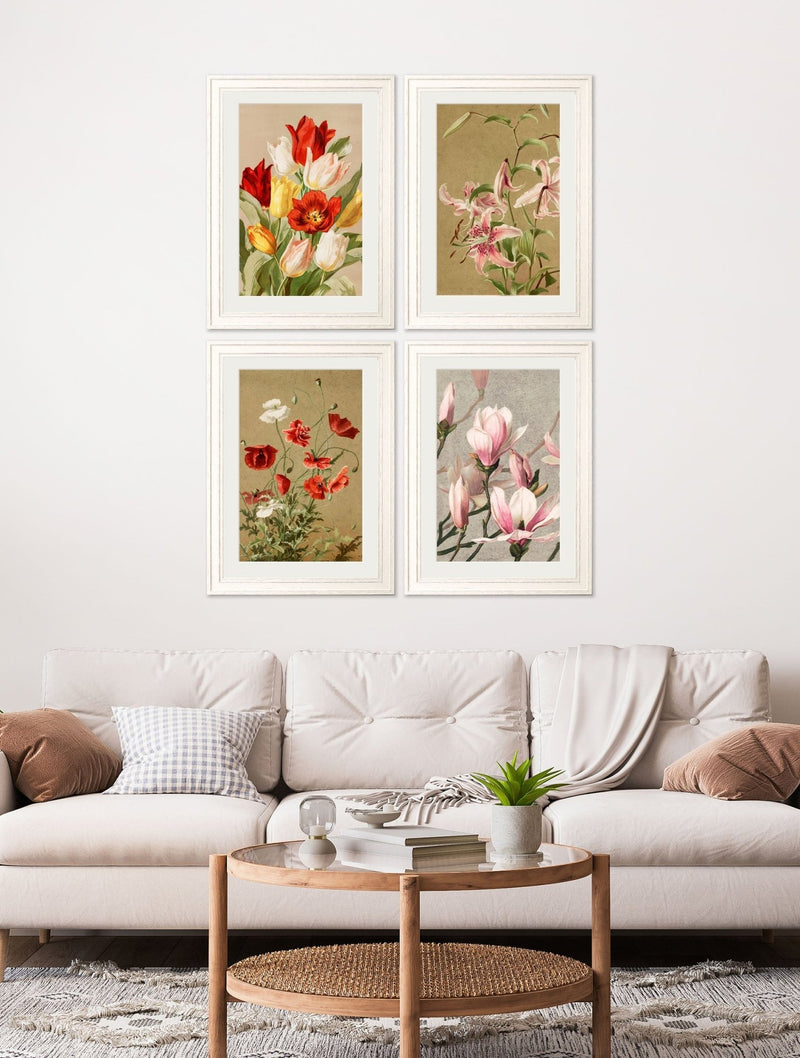 Quality Glass Fronted Framed Print, Floral Group Framed Wall Art PictureVintage Frog T/AFramed Print