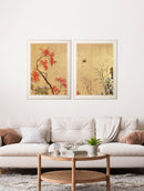 Quality Glass Fronted Framed Print, Japanese Blossom -Shibata Zeshine Set of 2 Prints Framed Wall Art PictureVintage Frog T/AFramed Print