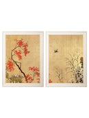 Quality Glass Fronted Framed Print, Japanese Blossom -Shibata Zeshine Set of 2 Prints Framed Wall Art PictureVintage Frog T/AFramed Print