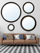 Quality Glass Fronted Framed Print, Round Mirror - Black and Gold Framed Wall Art PictureVintage Frog T/AMirrors