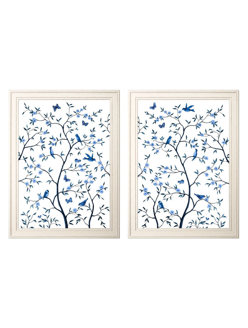 Quality Glass Fronted Framed Print, Tree of Life Blue & White Set of 2 Framed Wall Art PictureVintage Frog T/AFramed Print