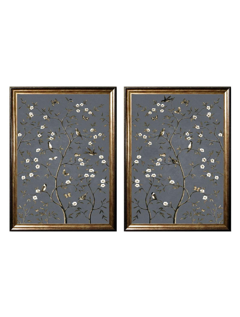 Quality Glass Fronted Framed Print, Tree of Life Grey Set of 2 Framed Wall Art PictureVintage Frog T/AFramed Print