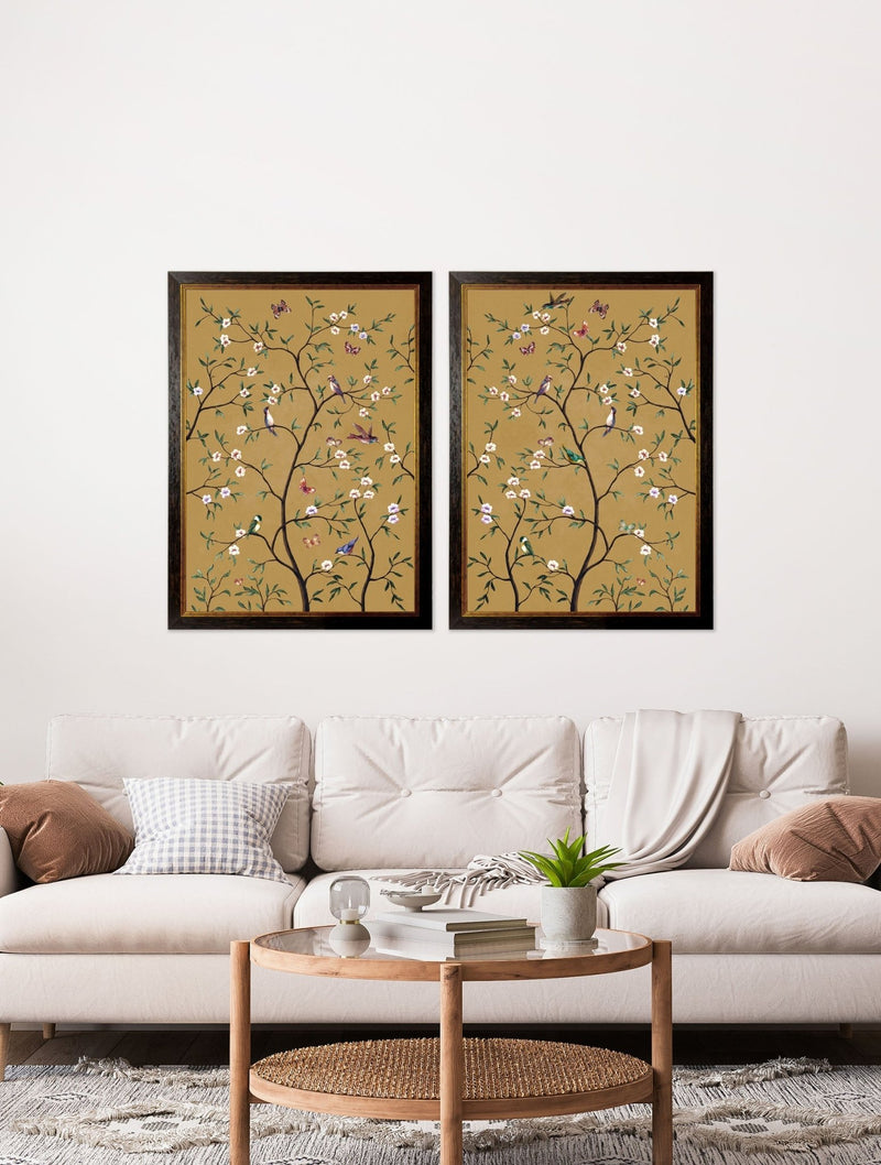 Quality Glass Fronted Framed Print, Tree of Life Ochre Set of 2 Framed Wall Art PictureVintage Frog T/AFramed Print