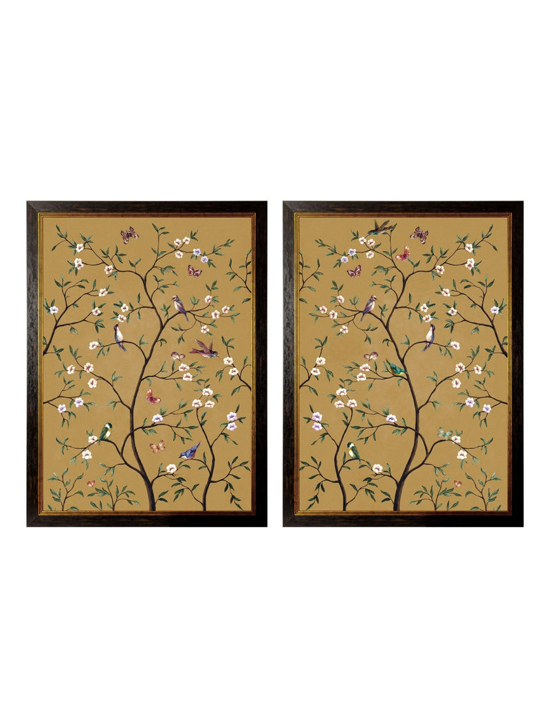 Quality Glass Fronted Framed Print, Tree of Life Ochre Set of 2 Framed Wall Art PictureVintage Frog T/AFramed Print