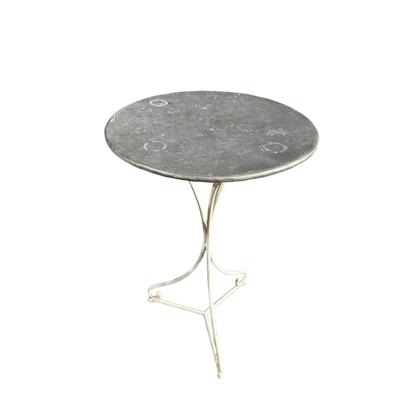 Round Zinc Topped Table With Metal Pedestal BaseVintage Frog