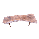 Rustic Handmade Wany Edge Wood Bench - Unique Artisan CraftsmanshipVintage Frog