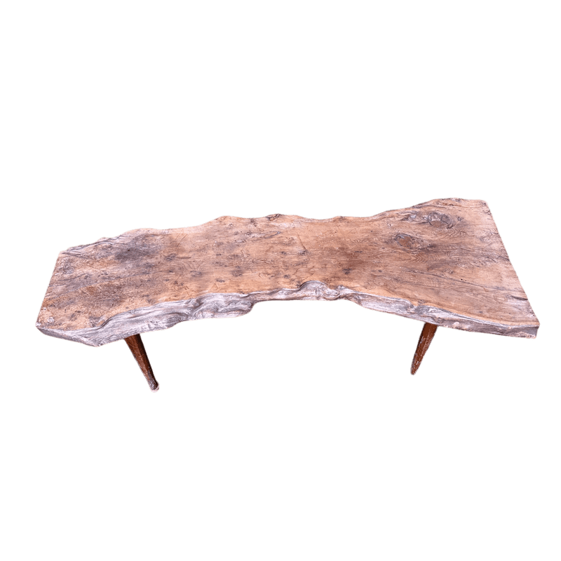 Rustic Handmade Wany Edge Wood Bench - Unique Artisan CraftsmanshipVintage Frog