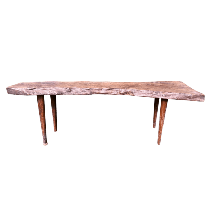 Rustic Handmade Wany Edge Wood Bench - Unique Artisan CraftsmanshipVintage Frog