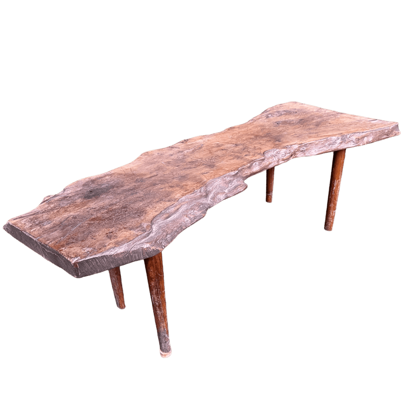 Rustic Handmade Wany Edge Wood Bench - Unique Artisan CraftsmanshipVintage Frog