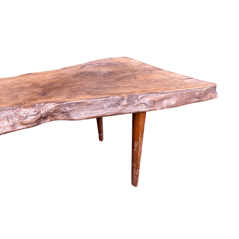 Rustic Handmade Wany Edge Wood Bench - Unique Artisan CraftsmanshipVintage Frog