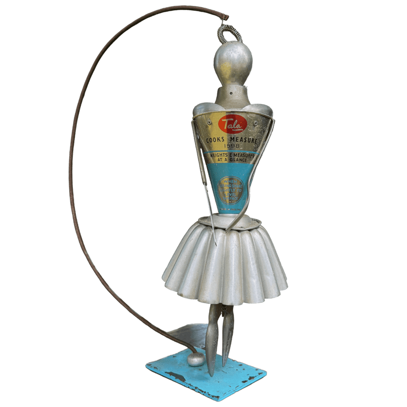 Upcycled Kitchenware Sculpture – Whimsical FigureVintage Frog