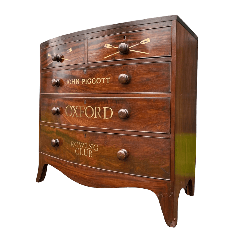Victorian Antique Mahogany 2 Over 3 Bedroom Chest Of Drawers With Later LetteringVintage Frog