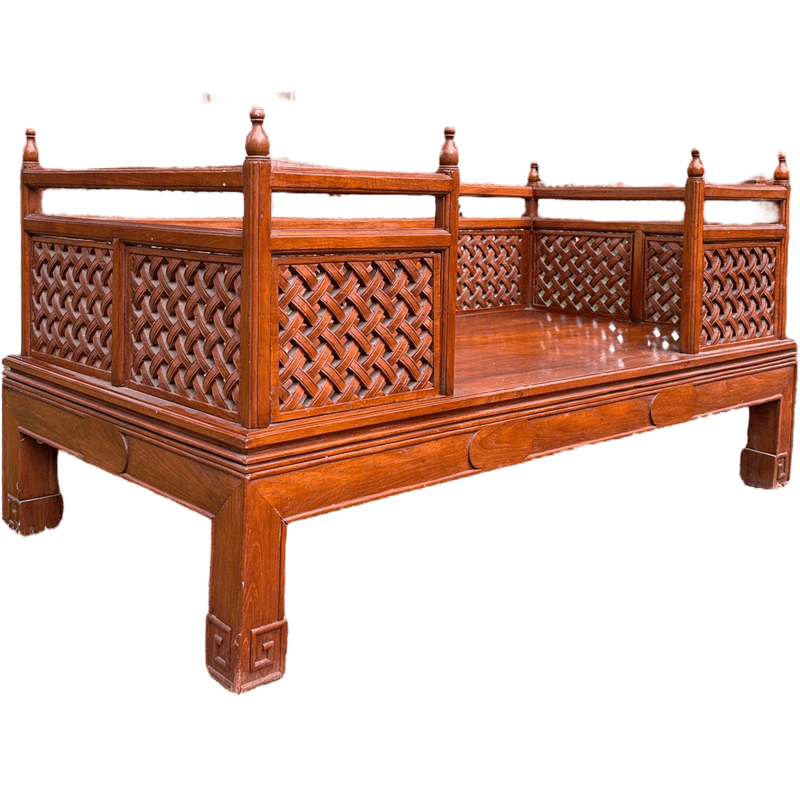 Vintage Asian Hardwood Large Daybed SofaVintage Frog