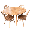 Vintage Ercol Drop - Leaf Dining Table and Chairs Set – Mid - Century Elm and BeechVintage Frog