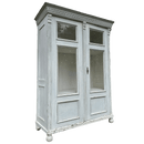 Vintage French Glazed Armoire Display Linen Cabinet Cupboard Painted WhiteVintage Frog