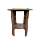 1930's Vintage Oak Side Table With Brass TopVintage Frog