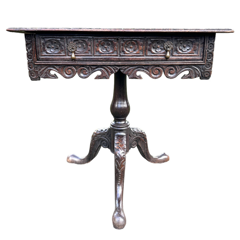 19th Century Carved Oak Hall Console TableVintage Frog