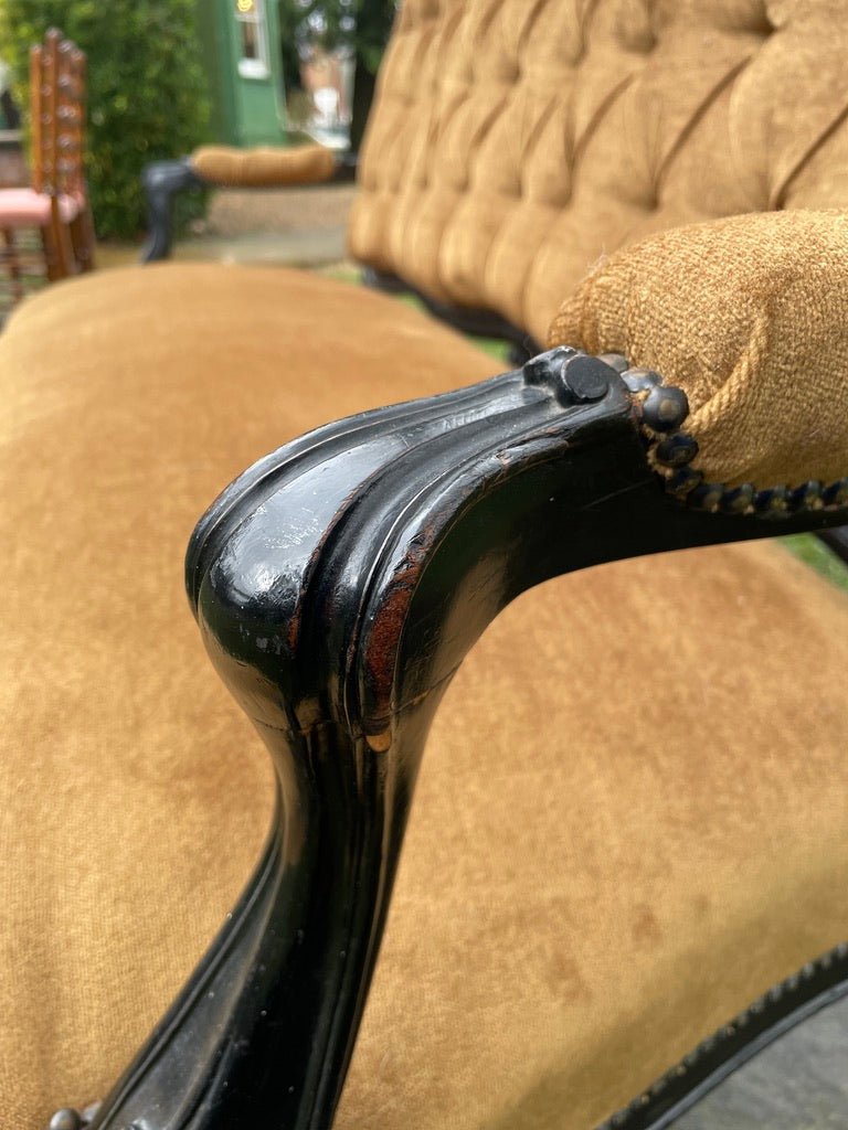 19th Century Louis XV Style Sofa or Canape, French Saloon Settee With Ebonised FrameVintage FrogFurniture