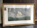 20th Century Mixed Media Painting of Boats In Choppy SeasVintage FrogVintage Item