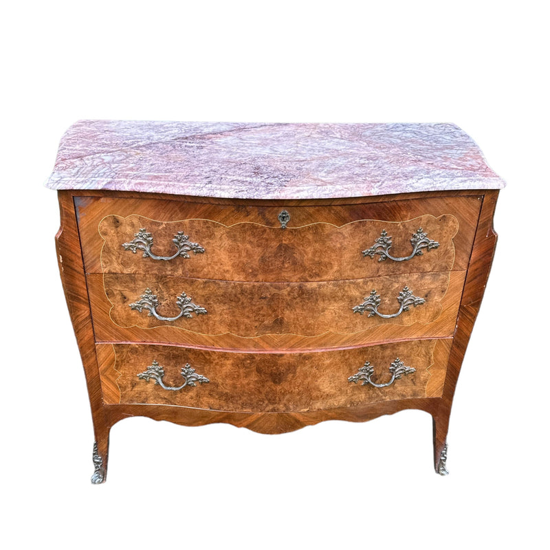 20th Century Reproduction Marble Topped Louis XVI Style Bureau / Chest of DrawersVintage Frog