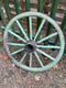 Green Painted Antique Weathered Wooden Cart Wheel  Garden Decor